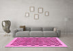 Machine Washable Checkered Pink Modern Rug in a Living Room, wshabs174pnk