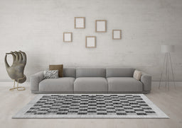 Machine Washable Checkered Gray Modern Rug in a Living Room,, wshabs174gry