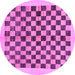 Round Machine Washable Checkered Purple Modern Area Rugs, wshabs174pur