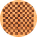 Round Machine Washable Checkered Orange Modern Area Rugs, wshabs174org