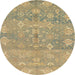 Round Machine Washable Abstract Dark Almond Brown Rug, wshabs1750