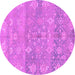 Round Machine Washable Oriental Purple Traditional Area Rugs, wshabs1750pur