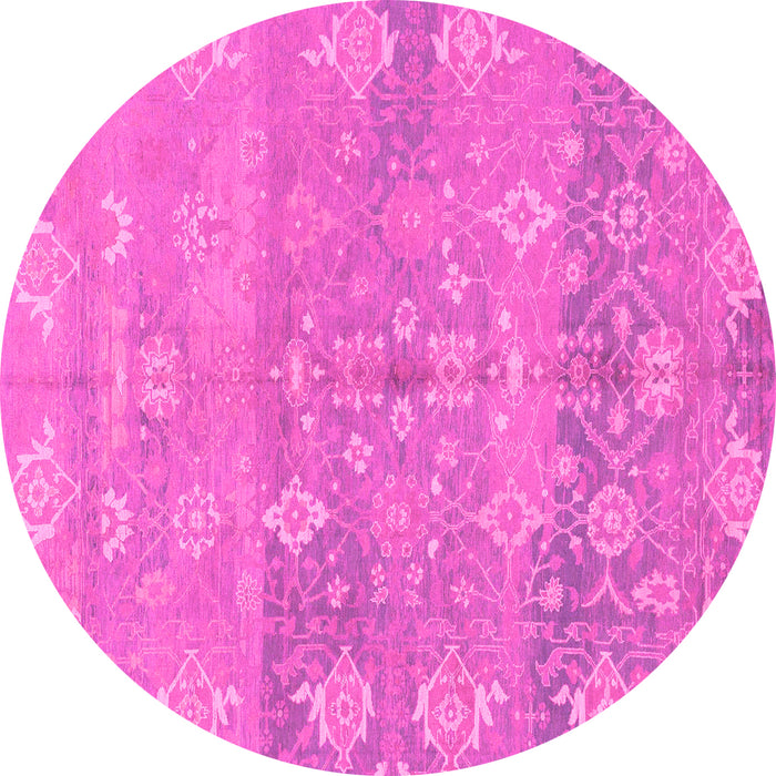 Round Oriental Pink Traditional Rug, abs1750pnk