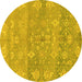 Round Oriental Yellow Traditional Rug, abs1750yw