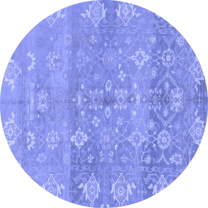 Round Machine Washable Oriental Blue Traditional Rug, wshabs1750blu