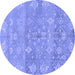 Round Machine Washable Oriental Blue Traditional Rug, wshabs1750blu