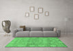 Machine Washable Oriental Emerald Green Traditional Area Rugs in a Living Room,, wshabs1750emgrn