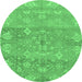 Round Oriental Emerald Green Traditional Rug, abs1750emgrn