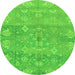 Round Machine Washable Oriental Green Traditional Area Rugs, wshabs1750grn