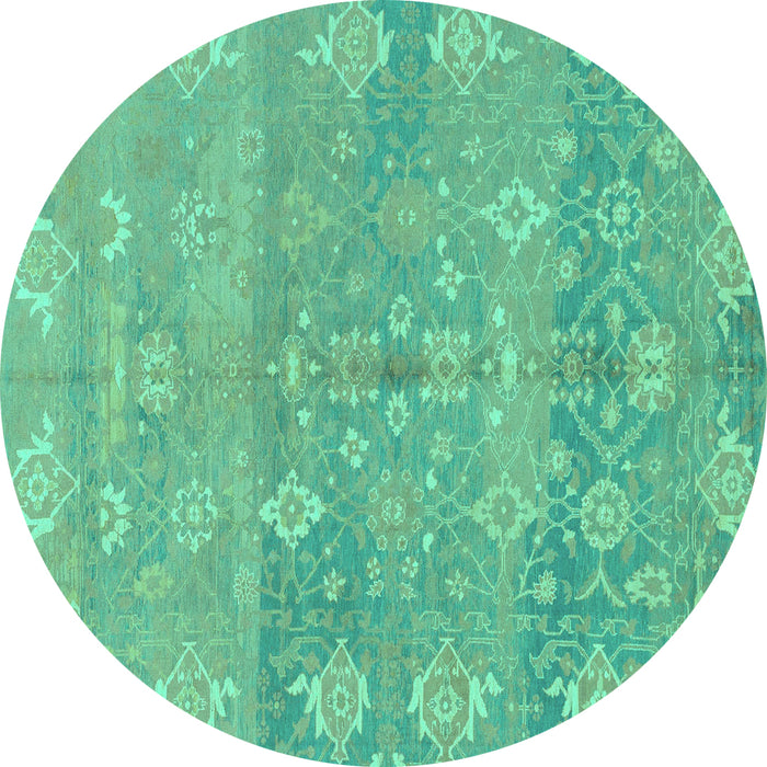 Round Oriental Turquoise Traditional Rug, abs1750turq