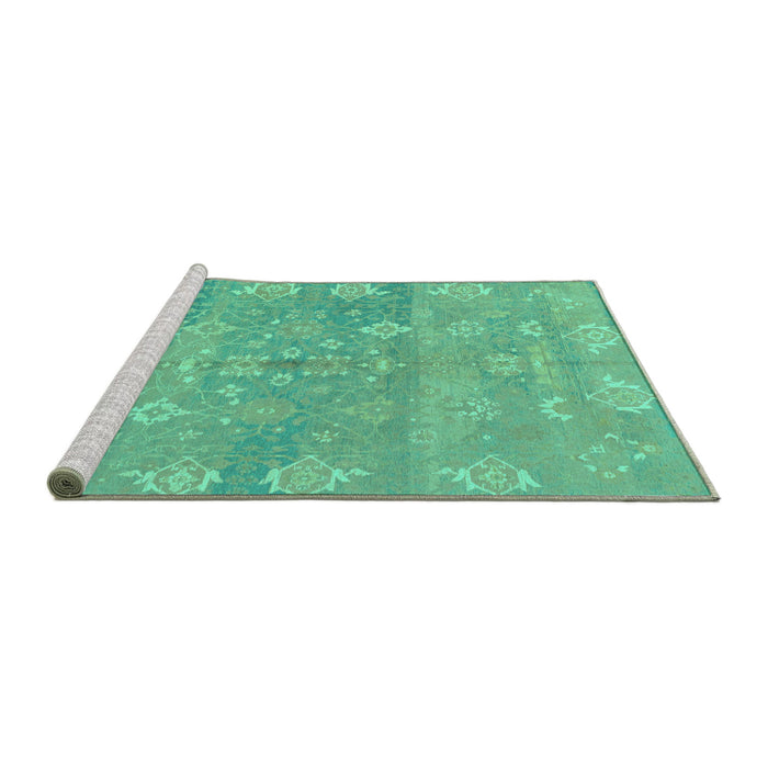 Sideview of Machine Washable Oriental Turquoise Traditional Area Rugs, wshabs1750turq