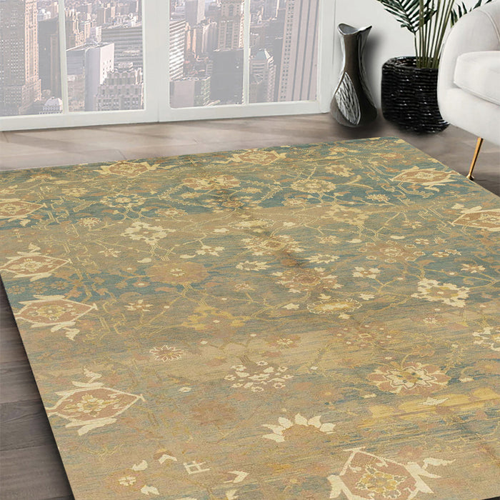 Machine Washable Abstract Dark Almond Brown Rug in a Family Room, wshabs1750