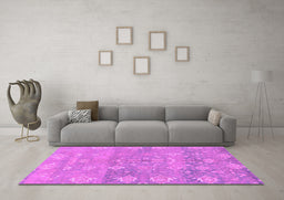 Machine Washable Oriental Purple Traditional Area Rugs in a Living Room, wshabs1750pur