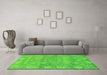 Machine Washable Oriental Green Traditional Area Rugs in a Living Room,, wshabs1750grn