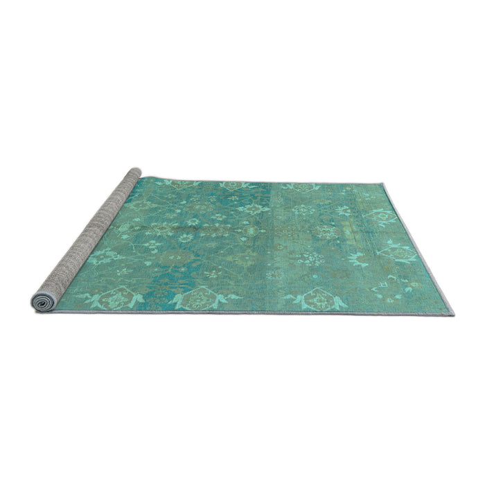 Sideview of Machine Washable Oriental Light Blue Traditional Rug, wshabs1750lblu
