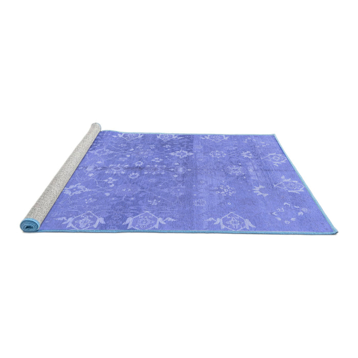 Sideview of Machine Washable Oriental Blue Traditional Rug, wshabs1750blu