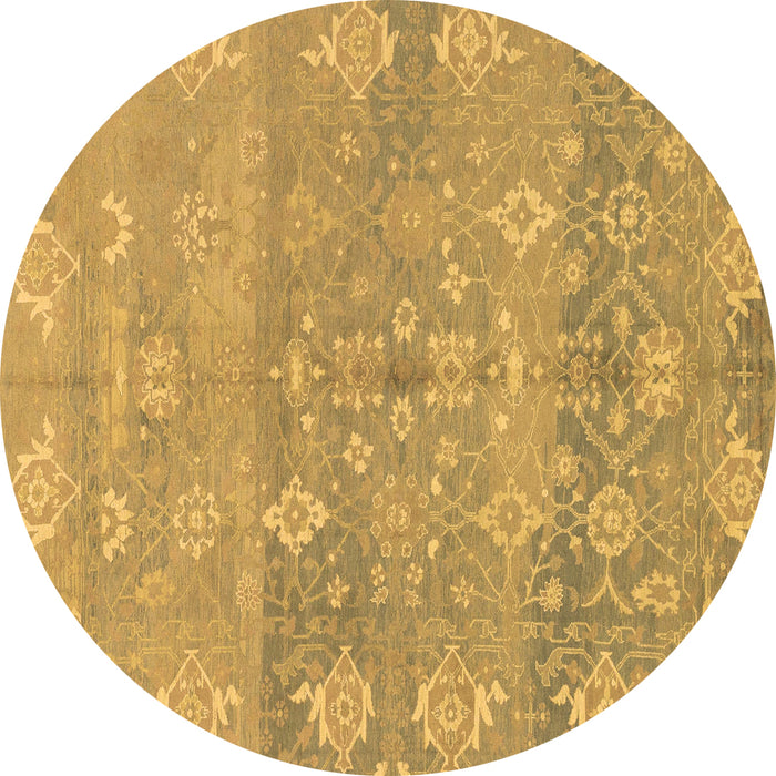 Round Oriental Brown Traditional Rug, abs1750brn