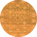 Round Machine Washable Oriental Orange Traditional Area Rugs, wshabs1750org