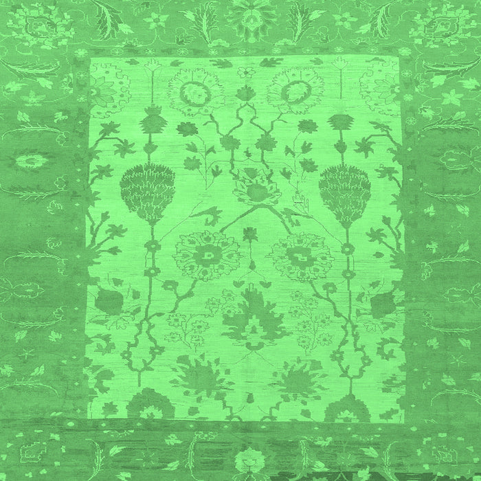 Square Machine Washable Oriental Emerald Green Traditional Area Rugs, wshabs1751emgrn