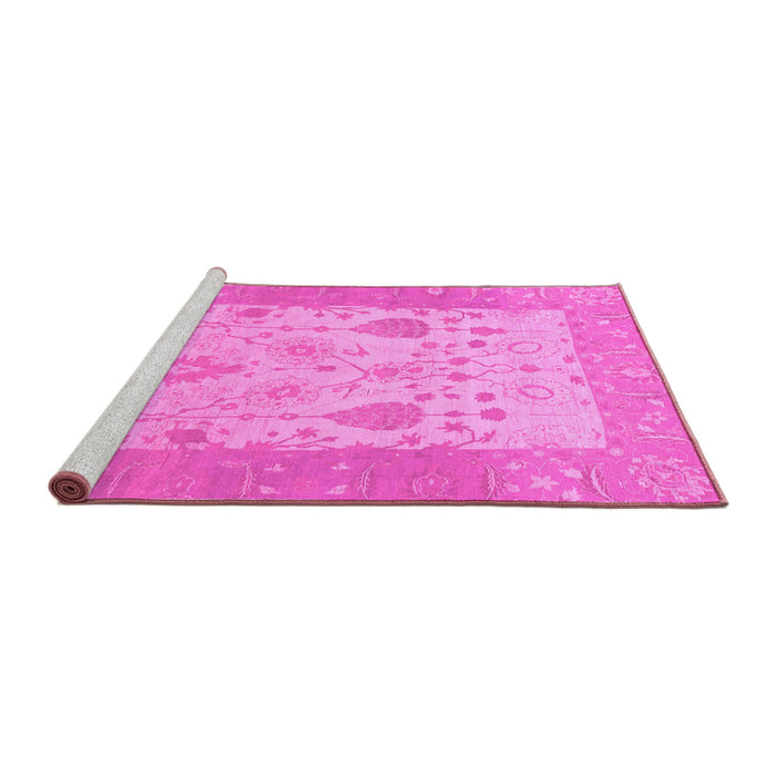 Sideview of Machine Washable Oriental Pink Traditional Rug, wshabs1751pnk