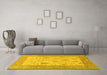 Machine Washable Oriental Yellow Traditional Rug in a Living Room, wshabs1751yw
