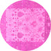 Round Oriental Pink Traditional Rug, abs1751pnk