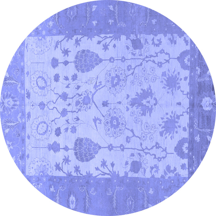 Round Oriental Blue Traditional Rug, abs1751blu