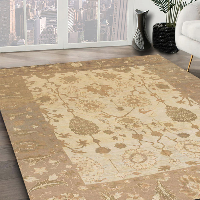 Abstract Bronze Brown Oriental Rug in Family Room, abs1751
