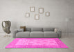 Machine Washable Oriental Pink Traditional Rug in a Living Room, wshabs1751pnk