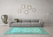 Machine Washable Oriental Light Blue Traditional Rug in a Living Room, wshabs1751lblu