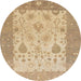 Round Machine Washable Abstract Bronze Brown Rug, wshabs1751