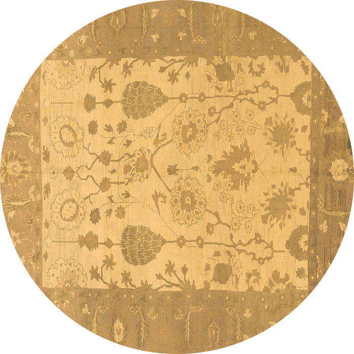 Round Oriental Brown Traditional Rug, abs1751brn