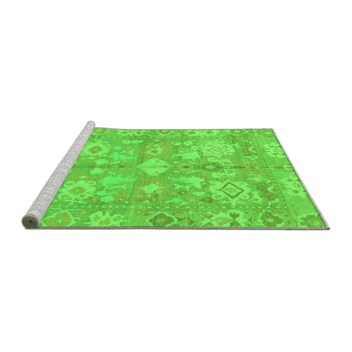 Sideview of Machine Washable Oriental Green Traditional Area Rugs, wshabs1752grn