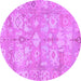Round Machine Washable Oriental Purple Traditional Area Rugs, wshabs1752pur
