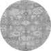 Round Machine Washable Oriental Gray Traditional Rug, wshabs1752gry