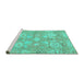 Sideview of Machine Washable Oriental Turquoise Traditional Area Rugs, wshabs1752turq