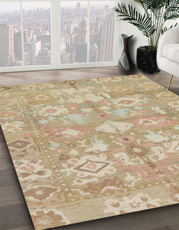Abstract Brown Oriental Rug in Family Room, abs1752