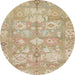 Round Machine Washable Abstract Brown Rug, wshabs1752