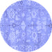 Round Machine Washable Oriental Blue Traditional Rug, wshabs1752blu