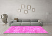 Machine Washable Oriental Pink Traditional Rug in a Living Room, wshabs1752pnk