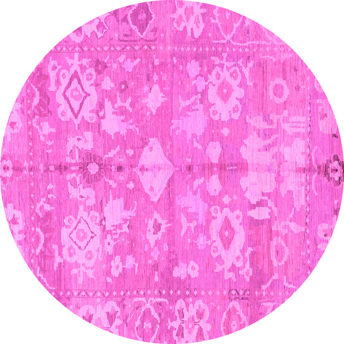 Round Machine Washable Oriental Pink Traditional Rug, wshabs1752pnk
