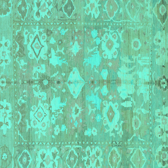 Square Oriental Turquoise Traditional Rug, abs1752turq