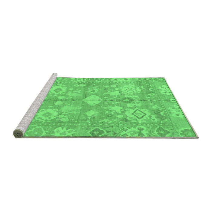 Sideview of Machine Washable Oriental Emerald Green Traditional Area Rugs, wshabs1752emgrn
