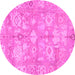 Round Oriental Pink Traditional Rug, abs1752pnk