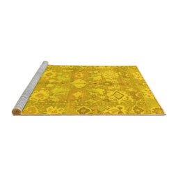 Sideview of Machine Washable Oriental Yellow Traditional Rug, wshabs1752yw