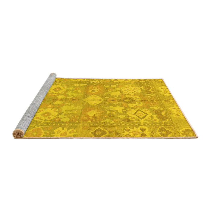 Sideview of Machine Washable Oriental Yellow Traditional Rug, wshabs1752yw