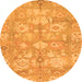 Round Machine Washable Oriental Orange Traditional Area Rugs, wshabs1752org