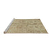 Sideview of Machine Washable Abstract Ginger Brown Green Rug, wshabs1753