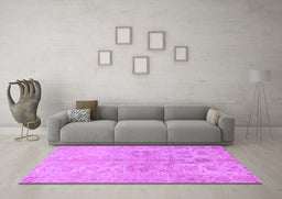 Machine Washable Oriental Purple Traditional Area Rugs in a Living Room, wshabs1753pur
