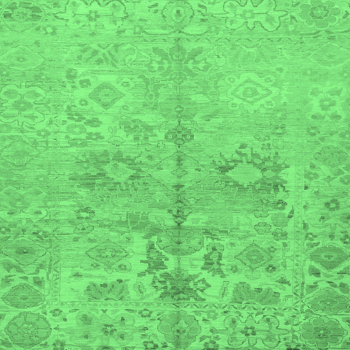 Square Machine Washable Oriental Emerald Green Traditional Area Rugs, wshabs1753emgrn